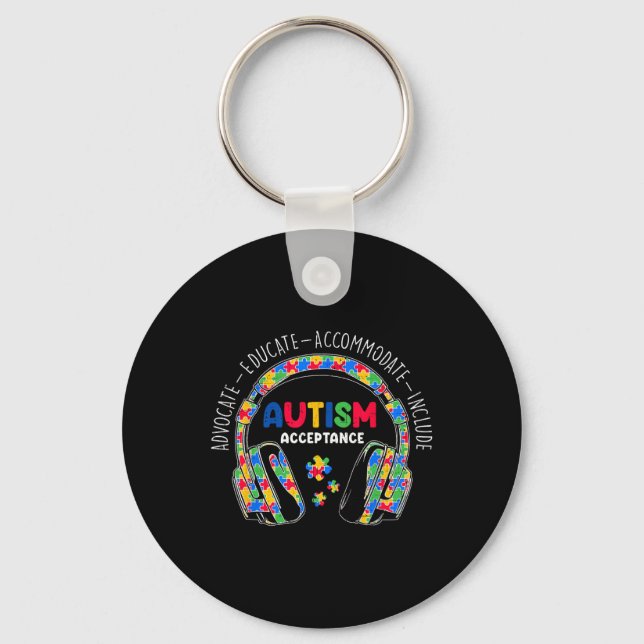 Porte-clés Sensibilisation sur l'autisme Acceptation Casques  (Recto)