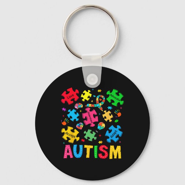 Porte-clés Sensibilisation sur l'autisme Accepter Adapt Advoc (Recto)