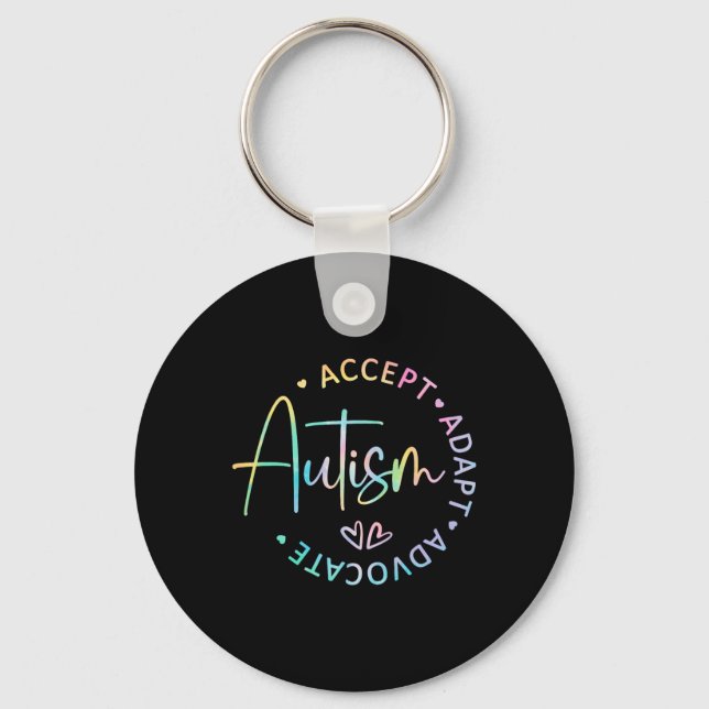 Porte-clés Sensibilisation sur l'autisme Accepter Adapt Advoc (Recto)