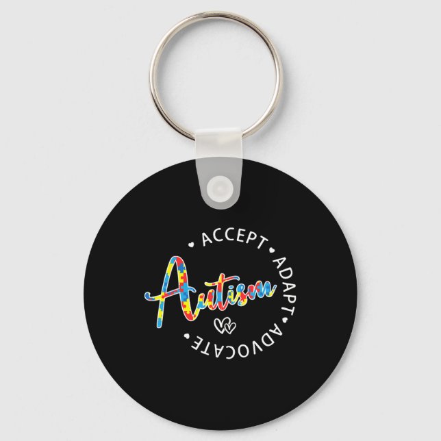 Porte-clés Sensibilisation sur l'autisme Accepter Adapt Advoc (Recto)