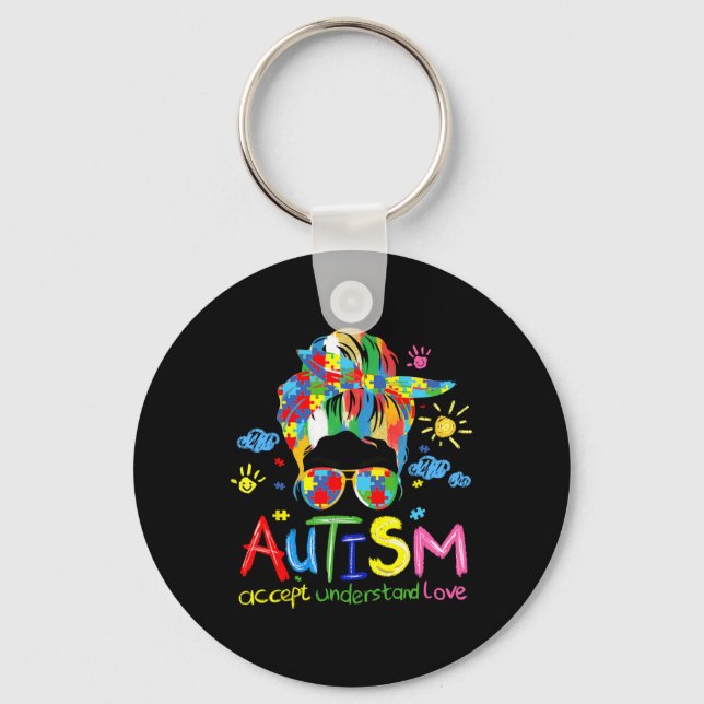 Porte-clés Sensibilisation sur l'autisme Brushstroke Accepter (Recto)