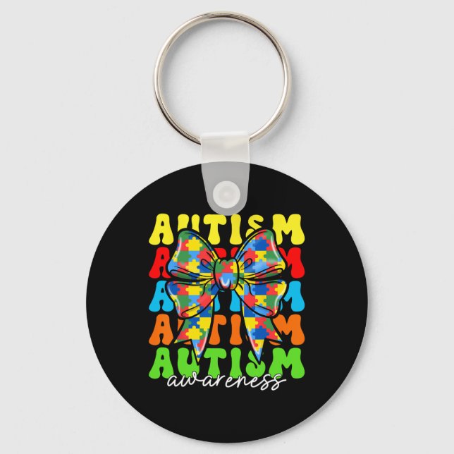 Porte-clés Sensibilisation sur l'autisme Coquette Bow Hommes  (Recto)
