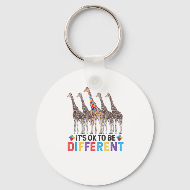 Porte-clés Sensibilisation sur l'autisme Cute Giraffe Animal  (Recto)