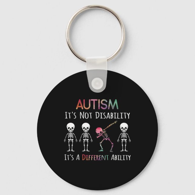 Porte-clés Sensibilisation sur l'autisme Dabbing Skull Autism (Recto)