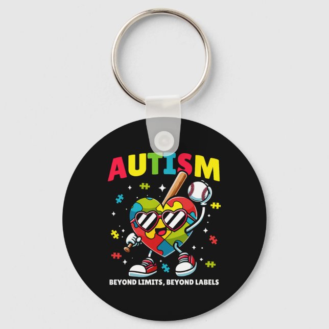 Porte-clés Sensibilisation sur l'autisme de baseball Puzzle c (Recto)