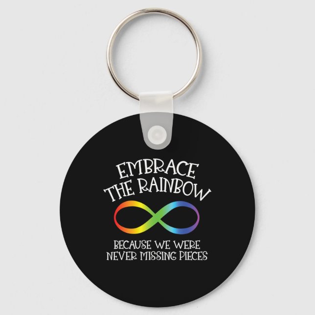 Porte-clés Sensibilisation sur l'autisme Embrassez Le Rainbow (Recto)