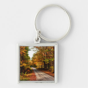 Porte-clés Sentier boisé avec feuillage d'automne