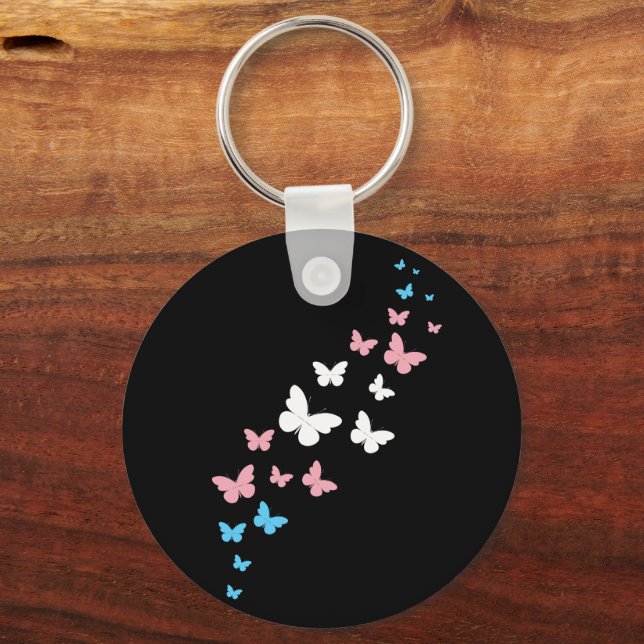 Porte-clés Sentier papillon de la fierté transgenre (Recto)