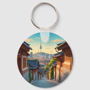 Porte-clés Séoul Bukchon Coucher de soleil sud-coréen