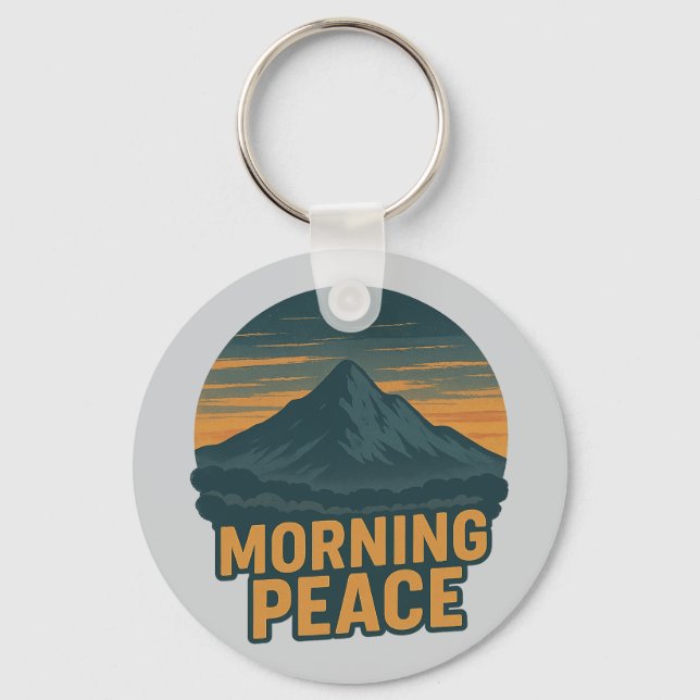 Porte-clés Serene Mountain Sunrise Retro Emblem (Recto)