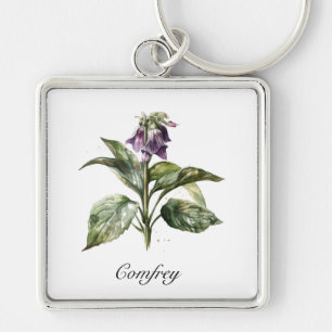 Porte-clés Serene Watercolor Comfrey, personnalisée