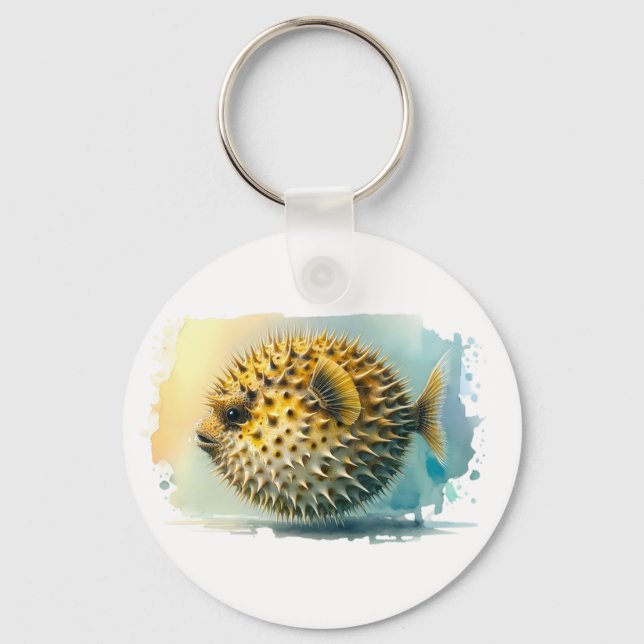 Porte-clés Série d'aquarelles : Poisson soufflé (Recto)