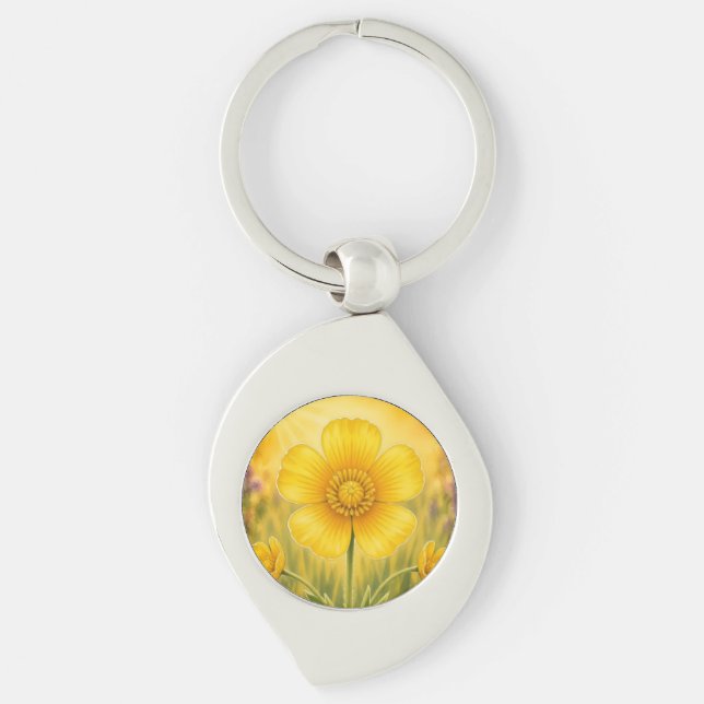 Porte-clés Série Radiant Petal – Bouton d'or (Devant)