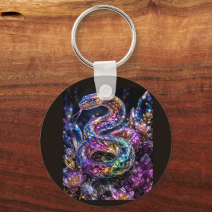 Porte-clés Serpent de cristal de luxe Glamour noir or