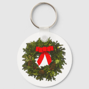 Porte-clés Serre de Noël avec cônes de pin et cordes rouges