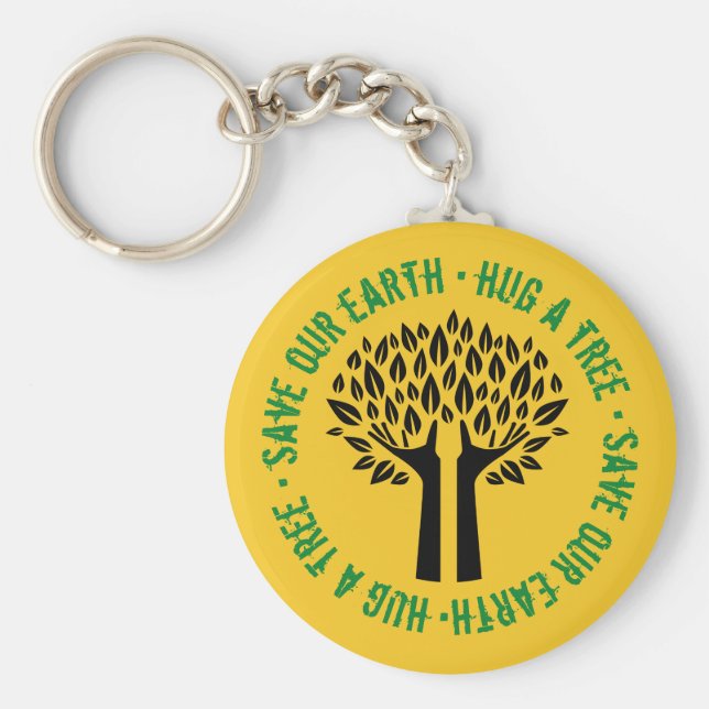 Porte-clés Serrer un arbre sauver notre terre (Devant)