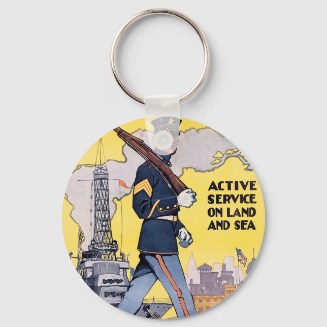 Porte-clés Service actif en terre et en mer (Recto)