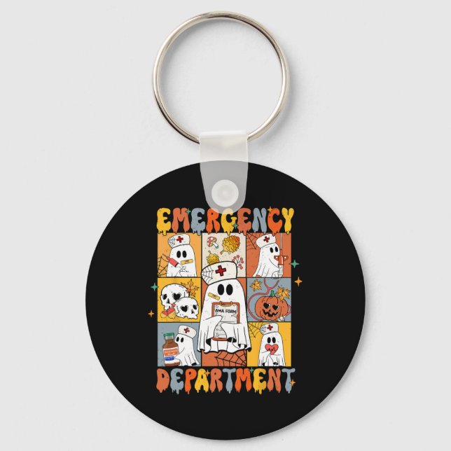 Porte-clés Service d'urgence Halloween Cute Citrouille Ghost (Recto)