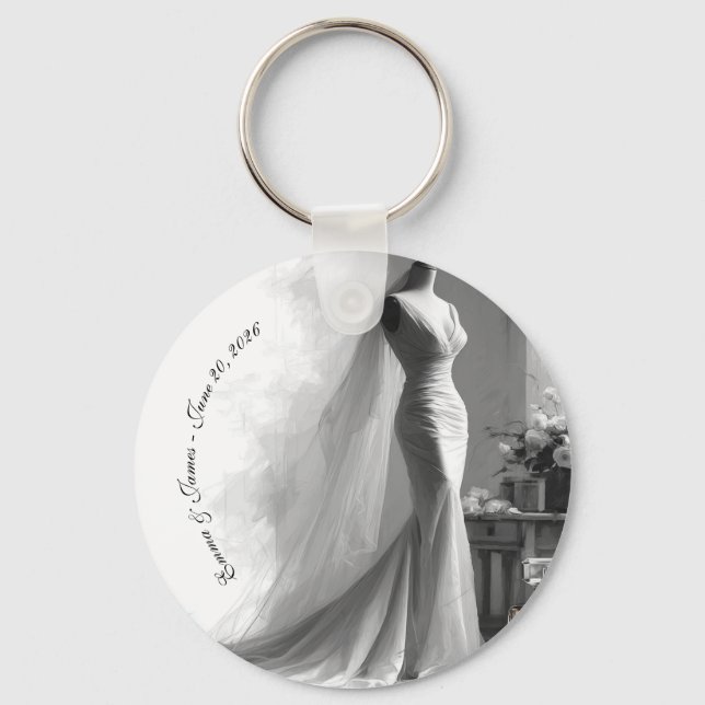 Porte-clés Serviettes de mariage élégantes noir et blanc (Recto)