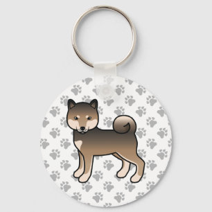 Porte-clés Sésame Shiba Inu Chien de Dessin Animé Mignon & Pa