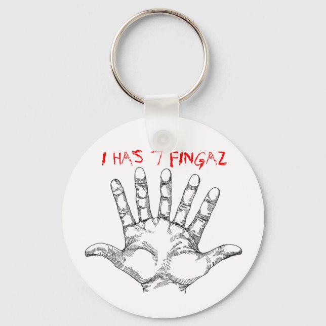 Porte-clés seven_fingered_hand, I HAS 7 FINGAZ (Recto)