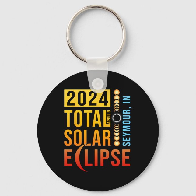 Porte-clés Seymour Indiana Total Solar Eclipse 2024 (Recto)