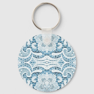 Porte-clés Shabby Chic Floral aqua bleu bohème chic dentelle