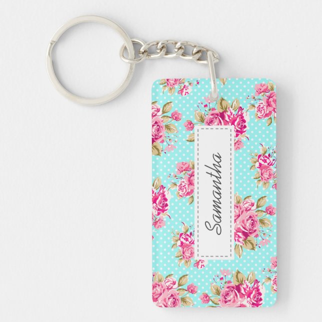 Porte-clés Shabby Chic Floral Roses (Devant)