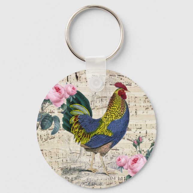 Porte-clés Shabby Chic Rooster (Recto)