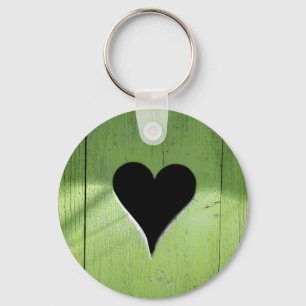 Porte-clés SHABBYCHIC coeur en bois vert noir