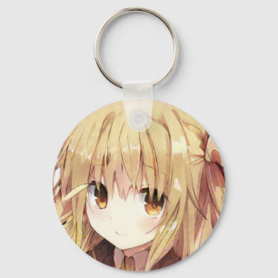 Porte-clés Shaggy cheveux blonde foncé ambre yeux fille anime