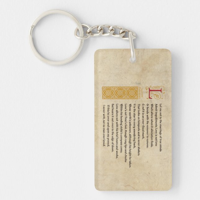Porte-clés Shakespeare Sonnet 116 (CXVI) sur Parchemin (Devant)