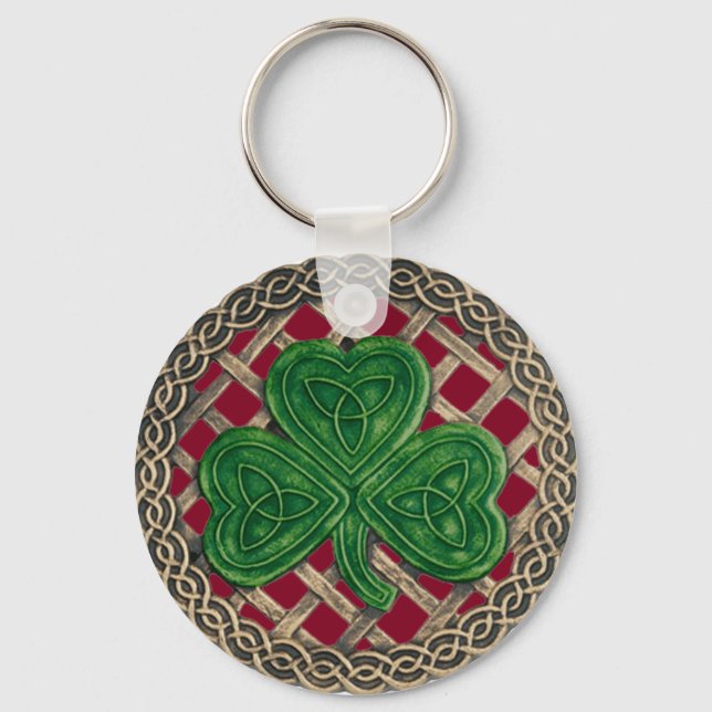 Porte-clés Shamrock And Celtic Knots Keychain Red (Recto)