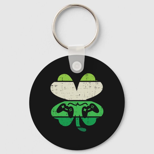 Porte-clés Shamrock de jeu Retro Jour de la Saint Patrick Gar (Recto)