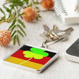 Porte-clés Shamrock du drapeau irlandais allemand Clover St P