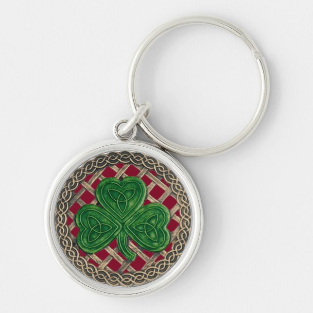 Porte-clés Shamrock Et Celtique Noeuds Porte - clé Rouge (Devant)