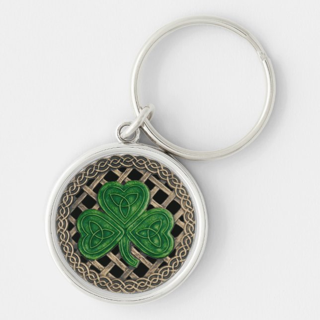 Porte-clés Shamrock Et Noeuds Celtiques Porte - clé Noir (Devant)