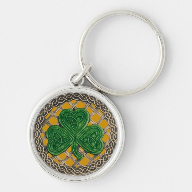 Porte-clés Shamrock Et Noeuds Celtiques Porte - clé Or (Devant)