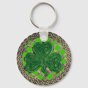 Porte-clés Shamrock Et Noeuds Celtiques Porte - clé Vert