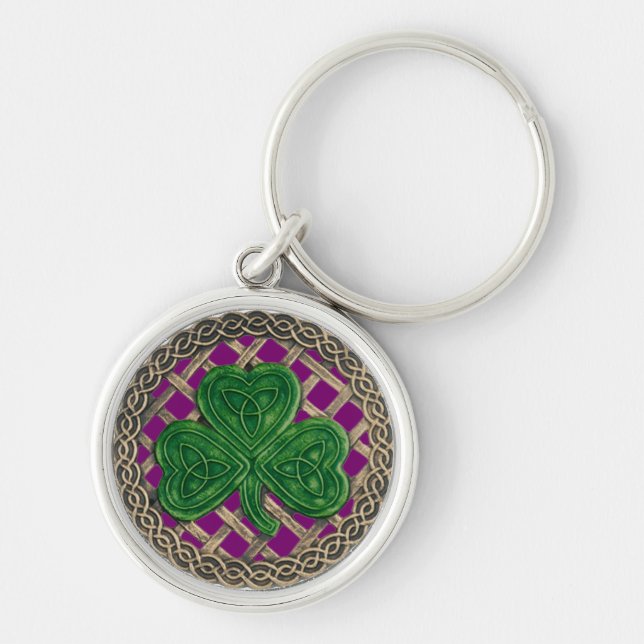 Porte-clés Shamrock Et Noeuds Celtiques Porte - clé Violet (Devant)