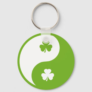 Porte-clés shamrock irlandais ying et yang