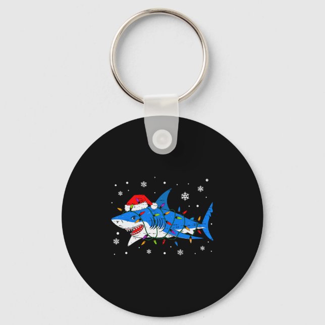 Porte-clés Shark Santa Hat Christmas Lights Xmas Pajama Men W (Recto)