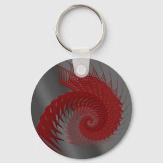 Porte-clés Shell mécanique. Art numérique rouge et gris.
