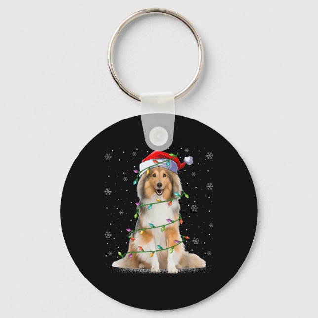 Porte-clés Sheltie Dog Lover Xmas Lighting Santa Sheltie Chri (Recto)