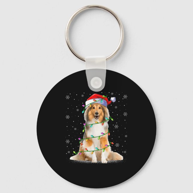 Porte-clés Sheltie Dog Lover Xmas Lighting Santa Sheltie Chri (Recto)