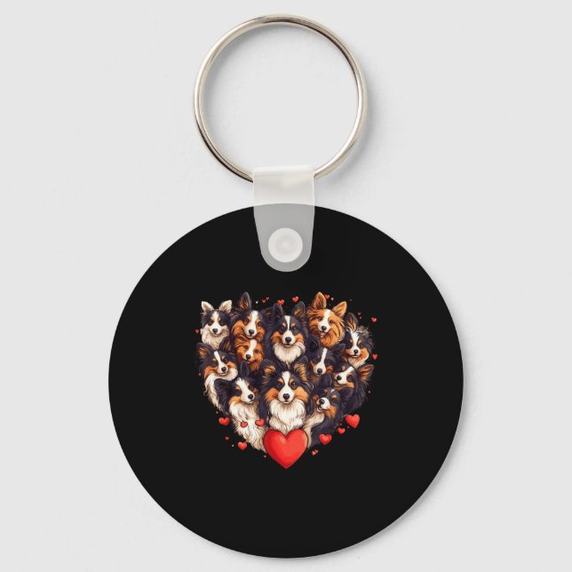 Porte-clés Sheltie Heart-shaped Cute Sheltie Dog Lover Men Wo (Recto)