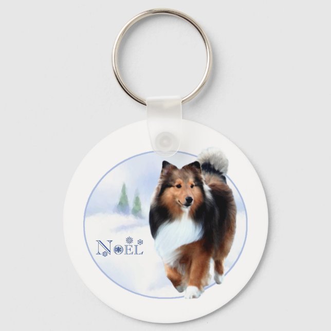 Porte-clés Shetland Sheepdog Noel Porte - clé (Recto)