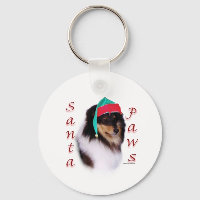 Porte-clés Shetland Sheepdog Père Noël Paws (Recto)