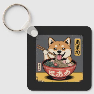 Porte-clés Shiba Inu Chien Mangeant Ramen