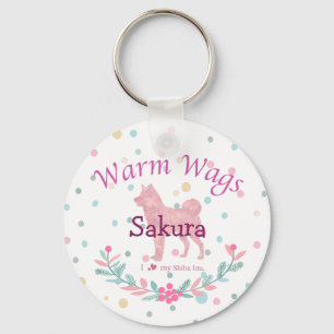 Porte-clés Shiba Inu Rose Pâle   Noël Personnalisé